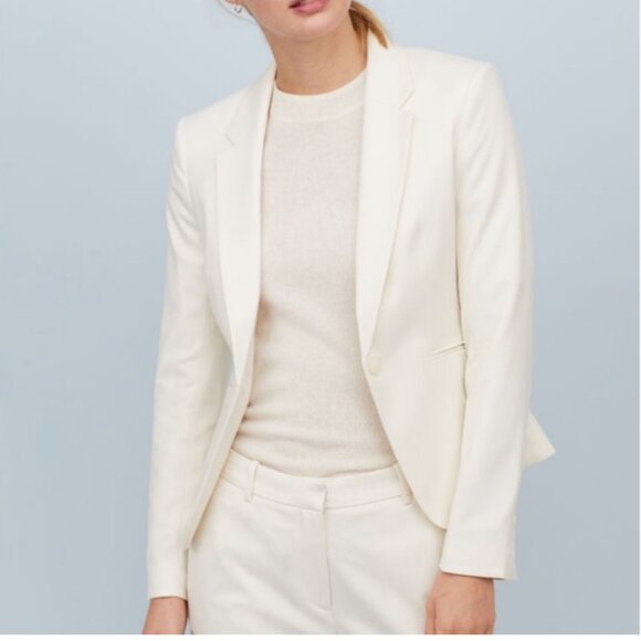NWOT H&M Cream Fitted Jacket Blazer - Picture 3 of 8